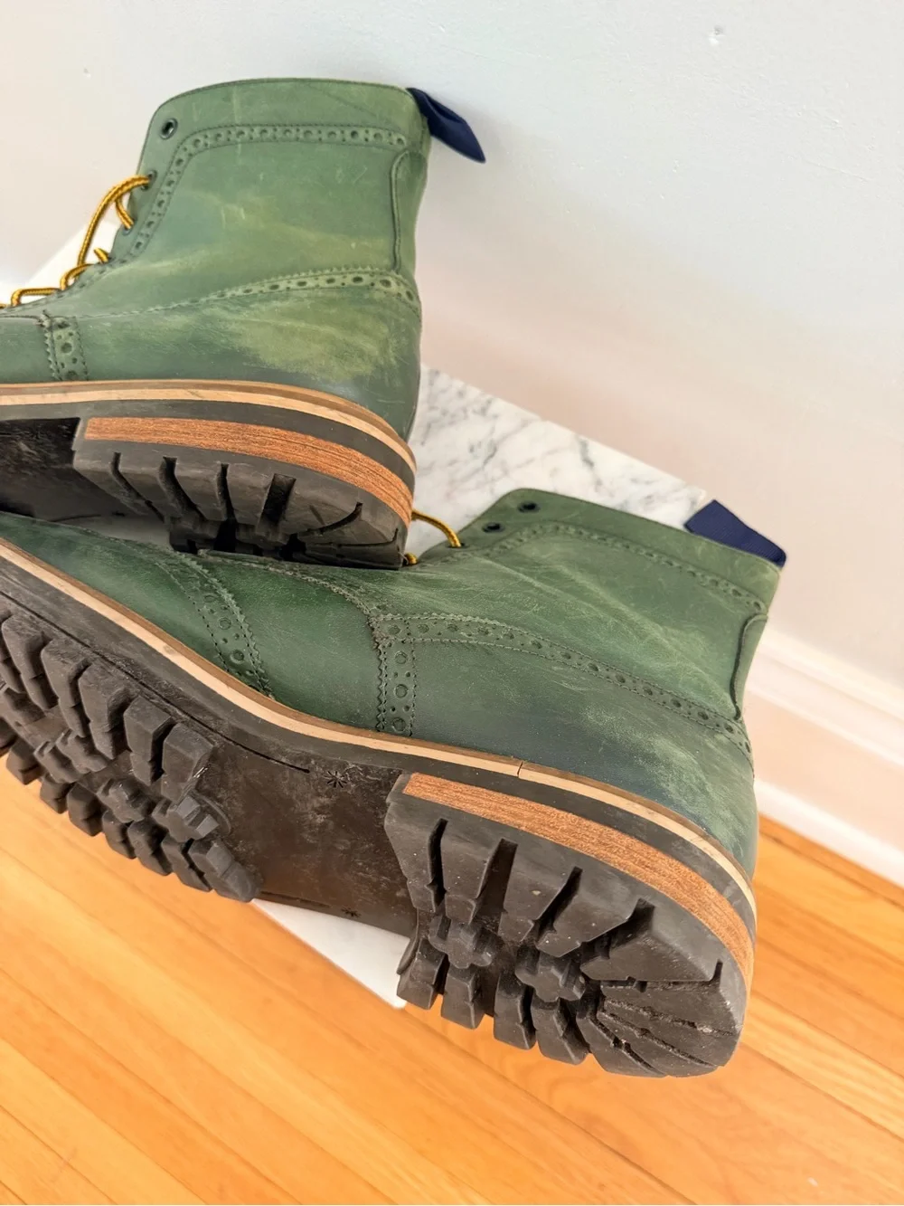 Mens Aldo Mr B Green!! Wingtip Lace-Up Boots